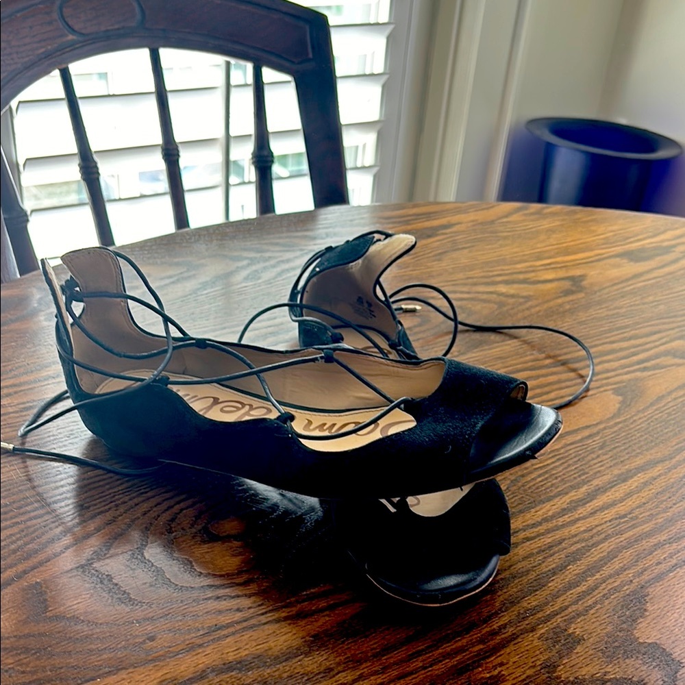 Sam Edelman Black Lace Up Flats